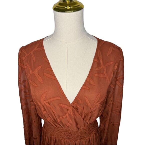 Baltic Born Women’s Large Bridget Textured Maxi Dress Rust Winter Wedding NEW - Picture 5 of 12